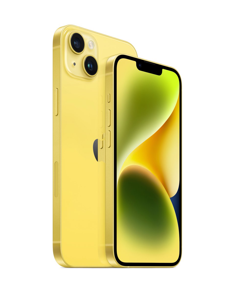 theapplehub's tweet photo. The iPhone 14 and iPhone 14 Plus are now available in Yellow!

Pre-order starting March 10 and available on March 14. Will you buy one? https://t.co/N10der9U1W