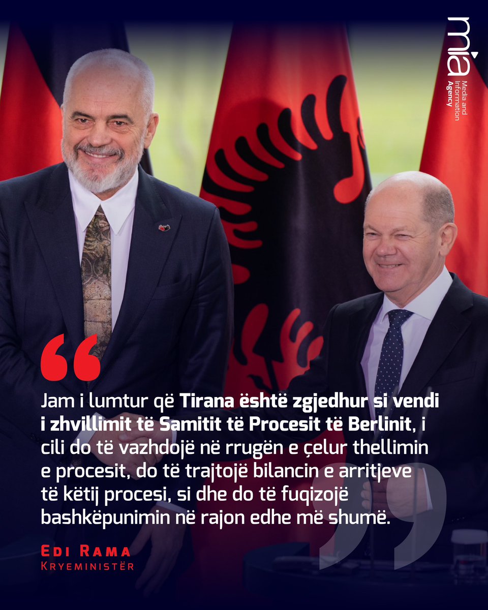 mia_gov_al's tweet photo. Më 16 tetor të këtij viti, për herë të parë, Samiti i Procesit të Berlinit spostohet në rajonin tonë. https://t.co/p9rmHo55On
