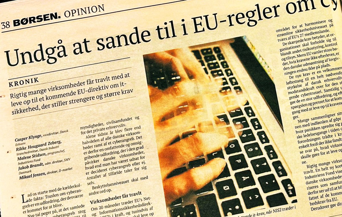 Antallet af globale cyberangreb steg med næsten 40 % fra 2021 til 2022. EU’s nye NIS2-direktiv betyder, at 🇩🇰 virksomheder skal leve op til omfattende krav til it-sikkerhed. 💡Genvej: Det nye danske D-mærkes sikrer efterlevelse af minimumkravene i NIS2. 👉 borsen.dk/nyheder/opinio…