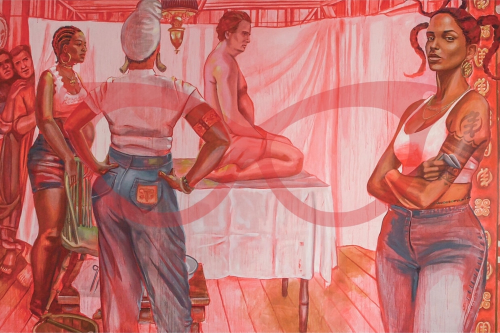 FashioningSelf's tweet photo. J. Marion Sims's contribution to the field of gynecology lie in a series of experiments performed on the enslaved women Anarcha, Lucy, and Betsey, among others, without anesthesia. When artist and activist Michelle Browder saw this painting memorializing Sims's legacy, she was triggered. "From there, I promised myself that I would change that narrative," said Browder in a recent @NewsHour report. In her black feminist intervention, Browder put Sims under scrutiny on the operating table, surrounding him with empowered black women dressed in modern clothing. She sought to restore a sense of bodily autonomy through a creative reinterpretation of the original 1952 painting, underscoring the restorative power of re-envisioning this "great moment in medicine." On Mother's Day of this year, Browder is slated to open The Mothers of Gynecology Health and Wellness Museum and Clinic in Montgomery, Alabama. The property was previously owned and operated by Dr. J. Marion Sims where he conducted his experiments on enslaved women. @mothersofgyno
