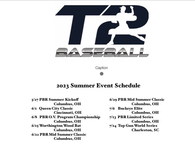 TURN2 Arrigo is proud to announce our 2023 Summer Event Schedule <a href="/PBRTournaments/">Prep Baseball Tournaments</a> <a href="/BuckeyeElite/">Buckeye Elite</a> <a href="/WoWoodBat/">Worthington Wood Bat Tournament</a> <a href="/TheShipyardPark/">The Shipyard Park</a> @Turn2_Markert
