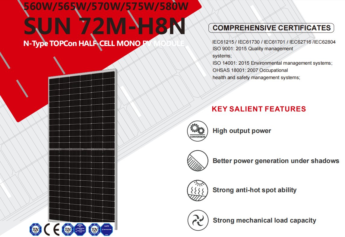 SUNERGY #N-Type #TOPCon HALF-CELL MONO PV MODULE
Popular #560W #565W #570W
N-Type Mono Crystalline 182x91mm
for more information.please contact by:
sunergy03@sunergyworks.com
whatsapp:+86 13866150392

#solarpanel #solarpower #pvmodule #topcon