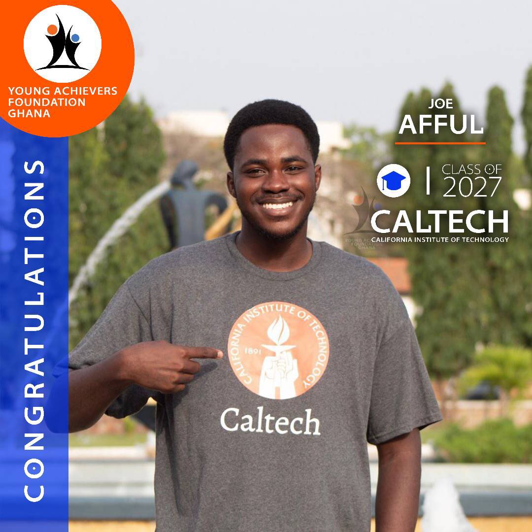 yaf_ghana's tweet photo. Today, we’re celebrating one of the most exceptional scholars to grace our program. Joe Afful, a 2019 @NSMQGhana winner, has been awarded a four-year scholarship totaling $340,000.00 to pursue his education at the California Institute of Technology (@Caltech).  #yafghana #caltech https://t.co/ntSL45r5C3