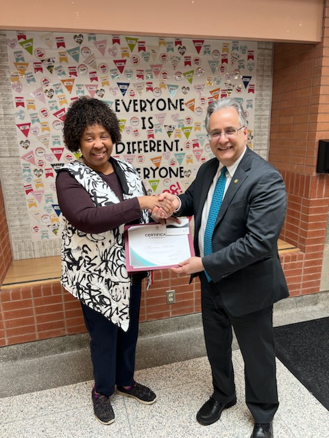 StClareOCSB's tweet photo. Congratulations to our amazing Principal, Martine Mitton @martinemitton , on receiving her 35 year pin today! Thank you to Tom D'Amico @TDOttawa and Nicola Benton @NicolaBenton2 for presenting Martine with her pin and Certificate! https://t.co/kpkSrqDbWK