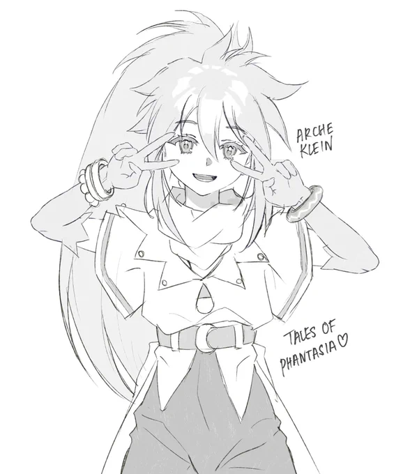 My old doodles of Arche.I just realize my main OC has pink hair and a ponytail too...I THINK I SUBCONCIOUSLY JUST DESIGNED MY MAIN OC AS MY FAV TALES GIRL.I have older art of her, like 10 more but they are...VERY OLD. 