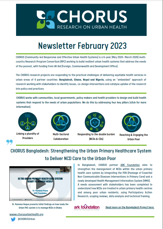 NEW! CHORUS e-newsletter. 
Read it in full here 👉 bit.ly/3ZsqeO2
You can sign up to future updates on our research findings, #urbanhealth, insights and more via the website 👉 chorusurbanhealth.org