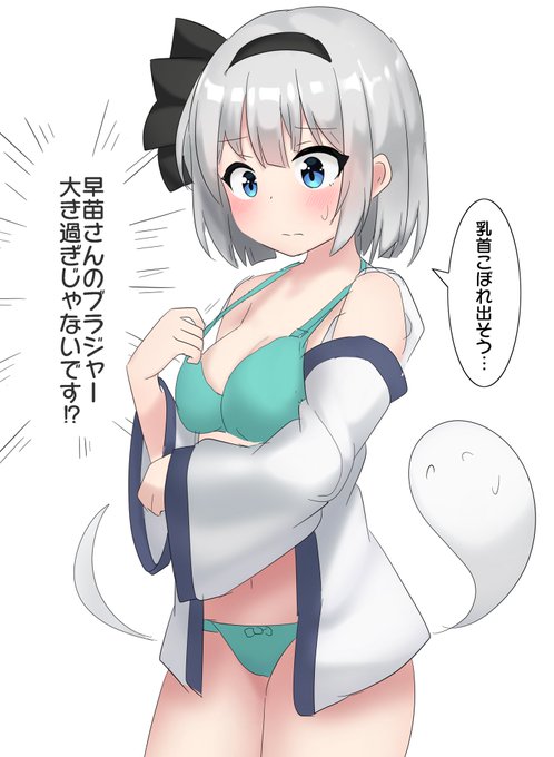 早苗のブラジャーはデカすぎた。おやすみょん〜
#深夜の真剣お絵描き60分一本妖夢 