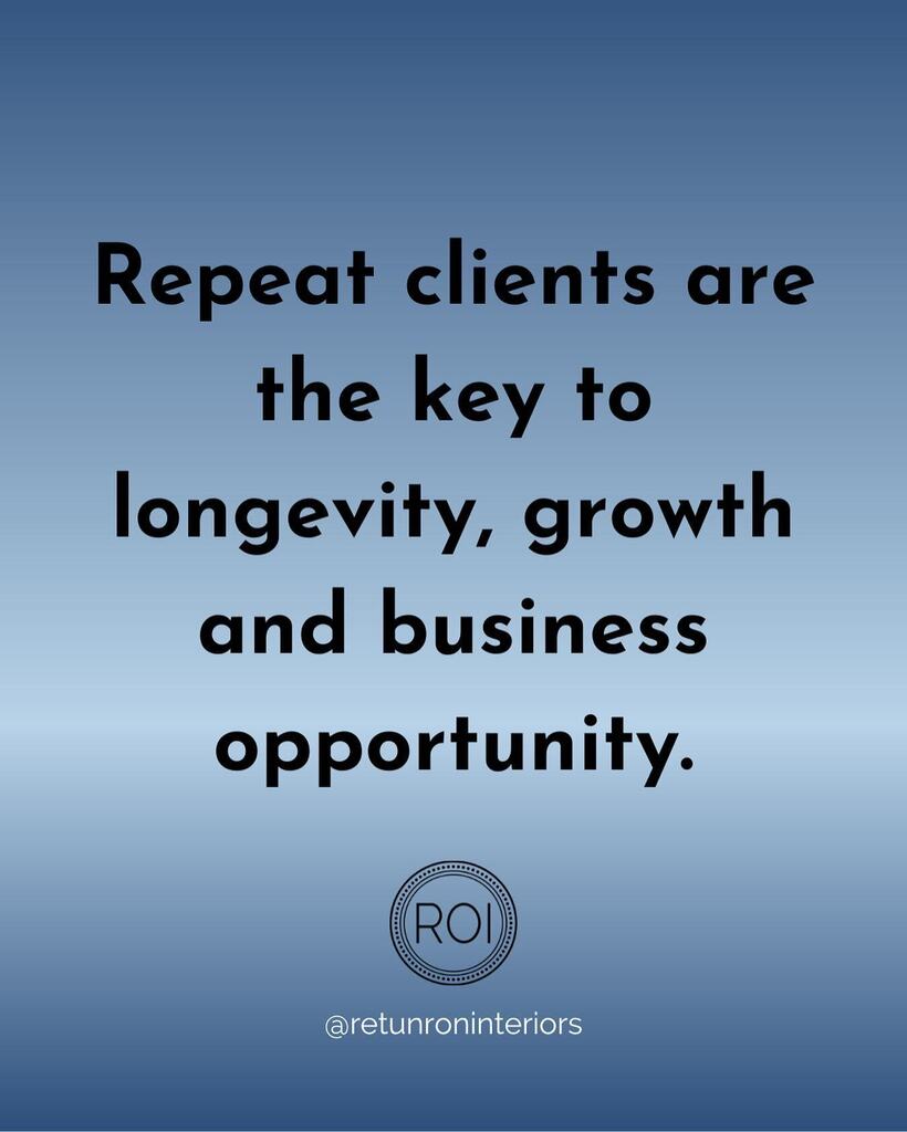 The more repeat clients, the more projects, the more growth, the more opportunity.

The key is keeping your clients happy throughout the process, so you always leave them wanting to work with you again...as well as wanting their friends to work with you … instagr.am/p/CpfWAN4NRBd/