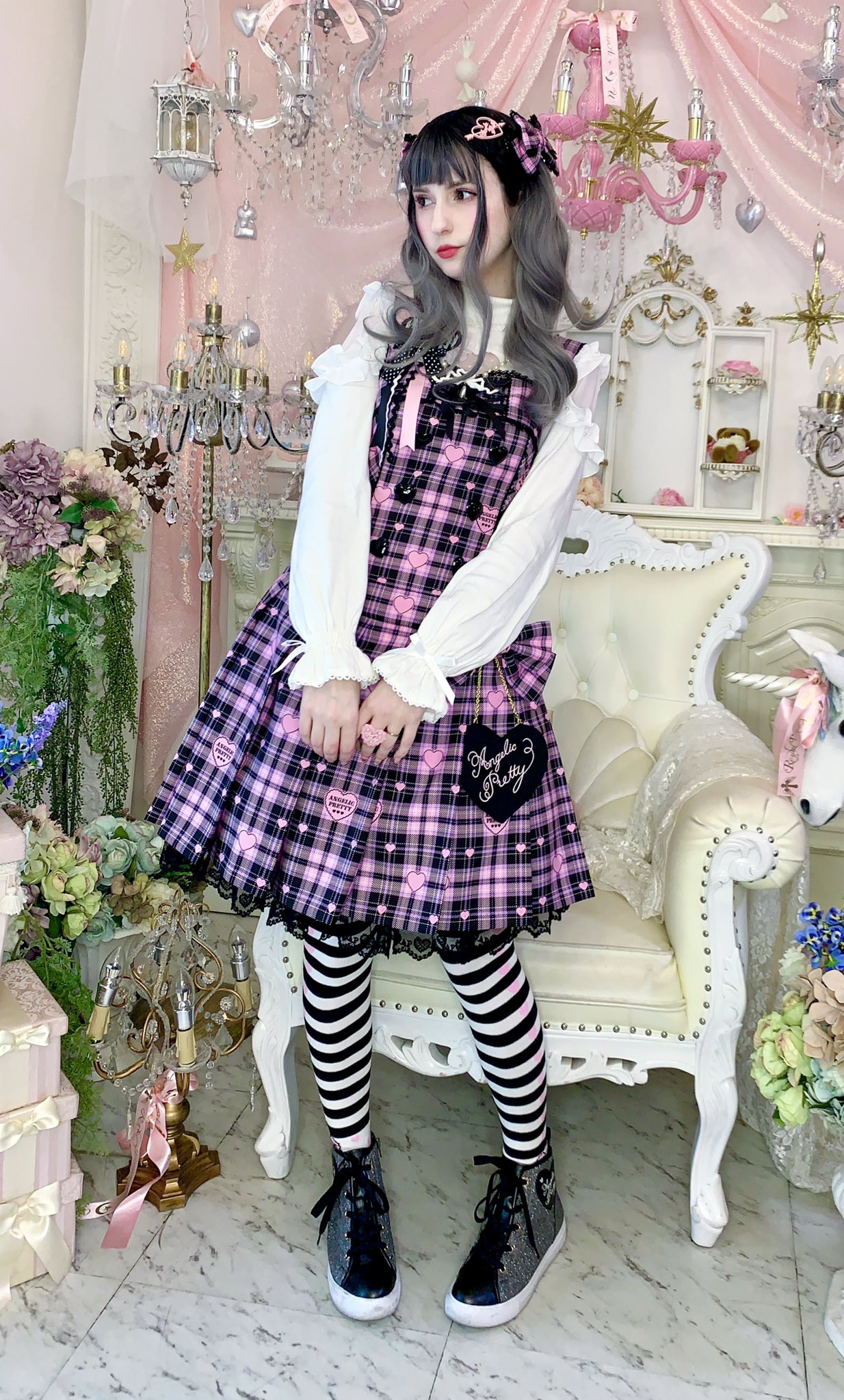 Sprinkle Heart Tartanワンピース angelicpretty- Sprinkle Heart Tartanワンピース angelicpretty-