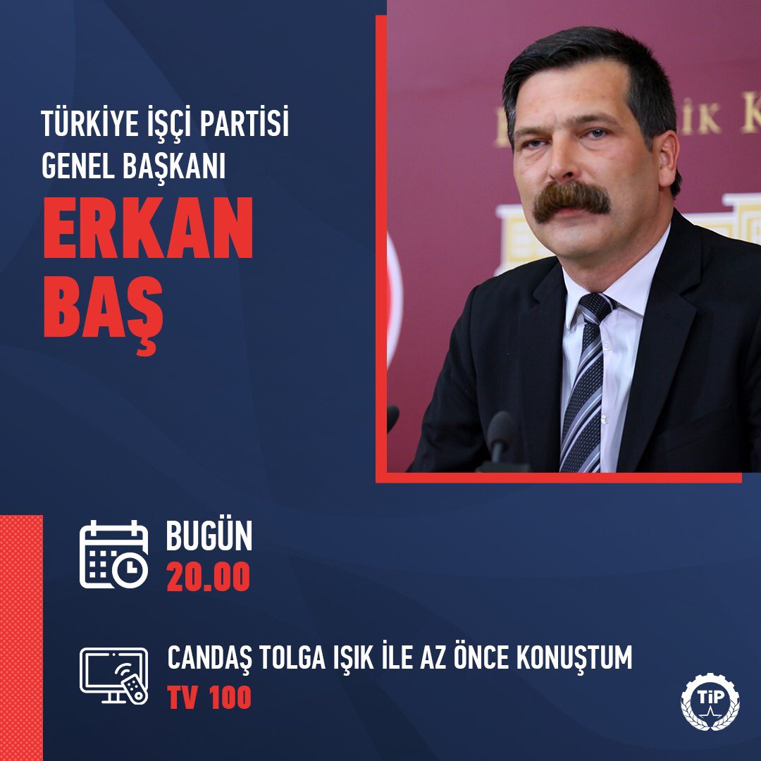 Genel Başkanımız Erkan Baş, bu akşam saat 20.00’de TV100 ekranlarında Candaş Tolga Işık ile Az Önce Konuştum programının konuğu olacak.