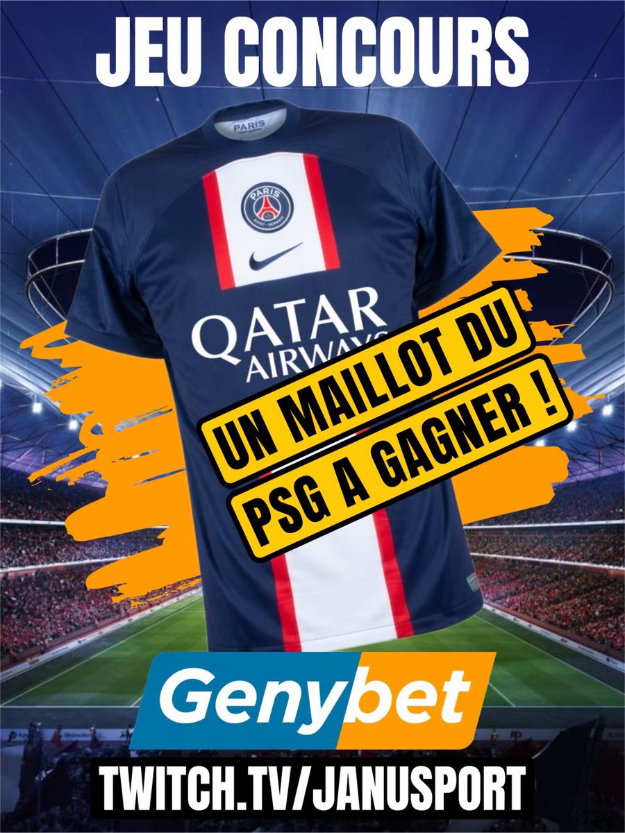 Janusport's tweet image. 💥⚽️ UN MAILLOT DU PSG À GAGNER

➡️ Donne le score de Bayern / PSG en commentaire (temps réglementaire)

♥️ RT + follow @Janusport &amp;amp; @Genybet_Sport

🎁 Si tu veux 30€ de freebets instantanément, inscris-toi sur GenyBet.fr avec le code bonus JANUSPORT et fais un…