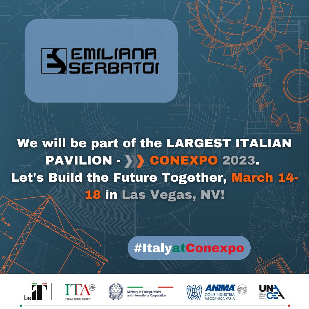 Emi_Serbatoi's tweet photo. Tra una settimana a Las Vegas, prenderemo parte a @conexpoconagg 2023. In un padiglione dedicato e organizzato da @itahouston, Silver Lot S5144.
Dall'altra parte del mondo, con la stessa passione.
#italyatconexpo #italianmachinery #conexpo2023 #ConstructionInnovation https://t.co/ezzrIpnM4t