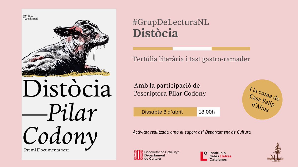 Naturallibres's tweet photo. 📖 #GrupDeLecturaNL DISTÒCIA
🙊Tertúlia literària amb la participació de l’escriptora Pilar Codony @laltraedi 
🧀🍷I tast gastro-ramader de formatges amb vi preparat per Casa Falip d’Alins
🗓️Dissabte 8 d'abril a les 18:00h
📝Més informació i inscripcions: https://t.co/8fM1h1DHg6 https://t.co/h91bR1Q3Ym