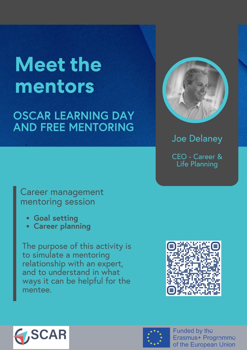 Happy to announce the third  #mentor at OSCAR Learning Day!

#Careermanagement often seems like a maze hard to navigate in? Discover it and be part of free mentoring. 
Only a few places left. Register today!
⏲️16 March or 12 April

#Career #management #goalsetting