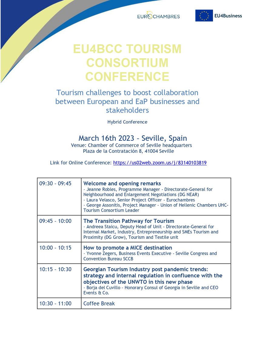 EU4BCC_Tourism's tweet photo. Register today to our @EU4BCC_Tourism Conference: 
"Tourism challenges to boost collaboration between European and EaP businesses and stakeholders"

📅16 March | Seville, Spain - Hybrid 09:30h CET

➡https://t.co/2BemsTxEMZ https://t.co/9lKKVabo04