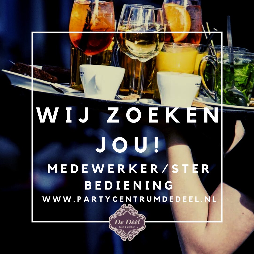 Wij zoeken jou!
Werken in de #horeca 
Eten, drinken, feesten en trouwen in de Proeftuin er is altijd gezelligheid!

Voor meer info——>

partycentrumdedeel.nl/nieuws/horeca-…