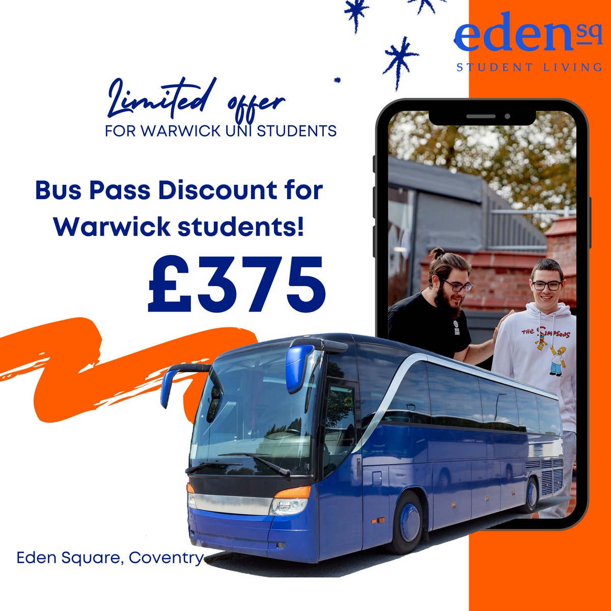 Calling all students! 🎓🚌 Get ready to save big on your commute! 🤑 Book your student accommodation with @edensquare and receive a £375 Bus pass discount🎉 Don't miss out on this amazing offer! 🏃‍♀️💨 #StudentAccommodation  #Savings #backtoUni #warwick #WarwickUni #Coventry