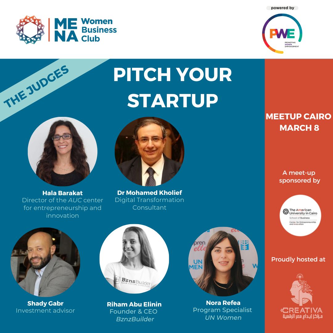 MENAWomenClub's tweet photo. Cairo! Are you ready for our MeetUp tomorrow?🚀
It's time to connect &amp; network together during our MeetUp organized by our ambassador Ayah Elarief. 🌟

Meet the jurors that will be present tomorrow! 

Register here 👉🏽👉🏽👉🏽 https://t.co/YIYuwVqz0l https://t.co/ujskwMcRHO