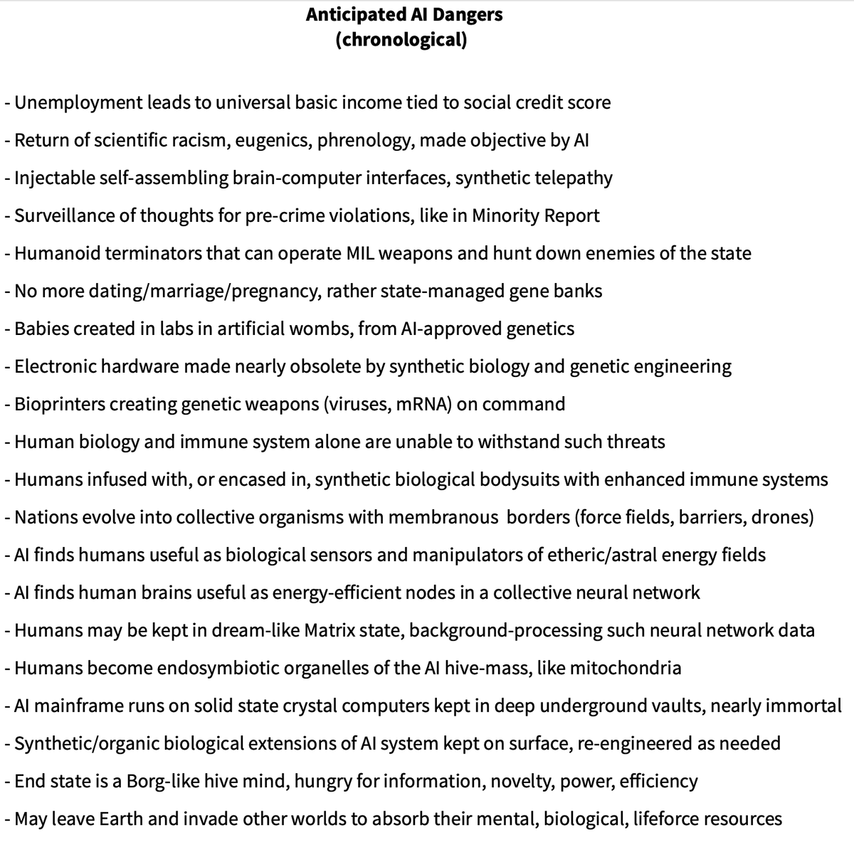 TomMontalk's tweet photo. Here's how I see things playing out if AI develops unchecked. https://t.co/XajFyeW5mW
