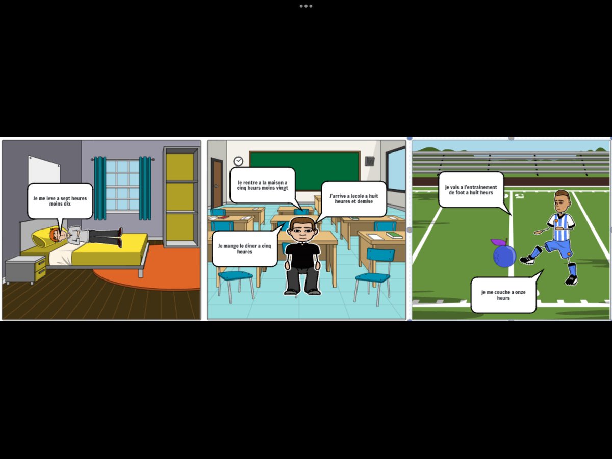 MrGrugan's tweet photo. A fine example of the ‘Ma Routine’ storyboards that our 2nd years created to send to their French pen pals #Connection #Exchange #mfltwitterati #DigitalLearning https://t.co/4gGYYSPUYG