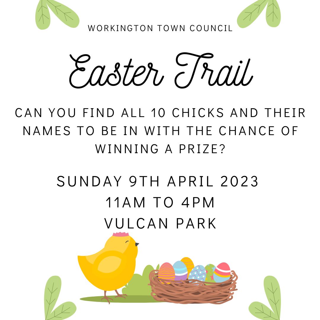 🐥🐥Visit Vulcan Park on Sunday 9th April for a fun, family friendly, self guided Easter trail.
We will be hiding 10 chicks in the park, can you find them all and see what we have named them? 🐣🐣

visitworkington.co.uk/eastertrail