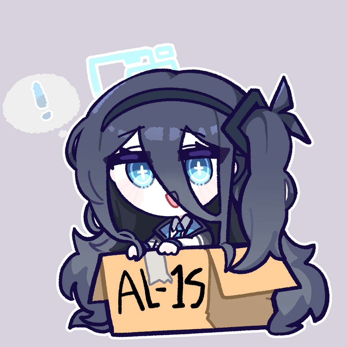 aris (blue archive) 1girl ! box solo halo chibi in container  illustration images