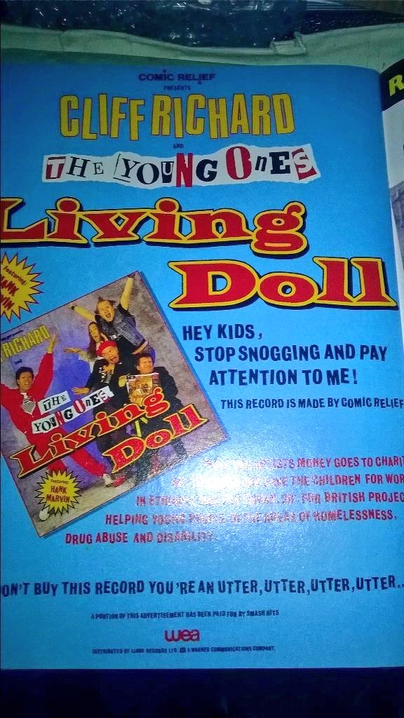 1980sRewind's tweet photo. Cliff Richard & The Young Ones.
Living Doll.
Released 8th March 1986.
@comicrelief
#RikMayall
#ChristopherRyan
#SmashHits
#80s #80smusic #80sTV
#80sMagazines https://t.co/8U3IWHwoAo