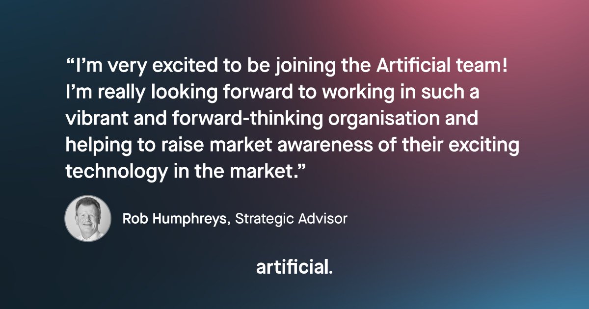 Welcome to our new Strategic Advisor, Rob Humphreys! 👋 Rob brings decades of insurance expertise to the Artificial team, where he will use his knowledge to help raise awareness of our technology in the London market and advise us on strategic projects.