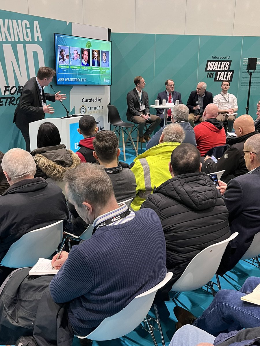 We are first up on the retrofit stage at Futurebuild. Our expert panel discuss the question, Are we retro-fit? 🤔 
#futurebuild2023 #retrofitting  #pas2035