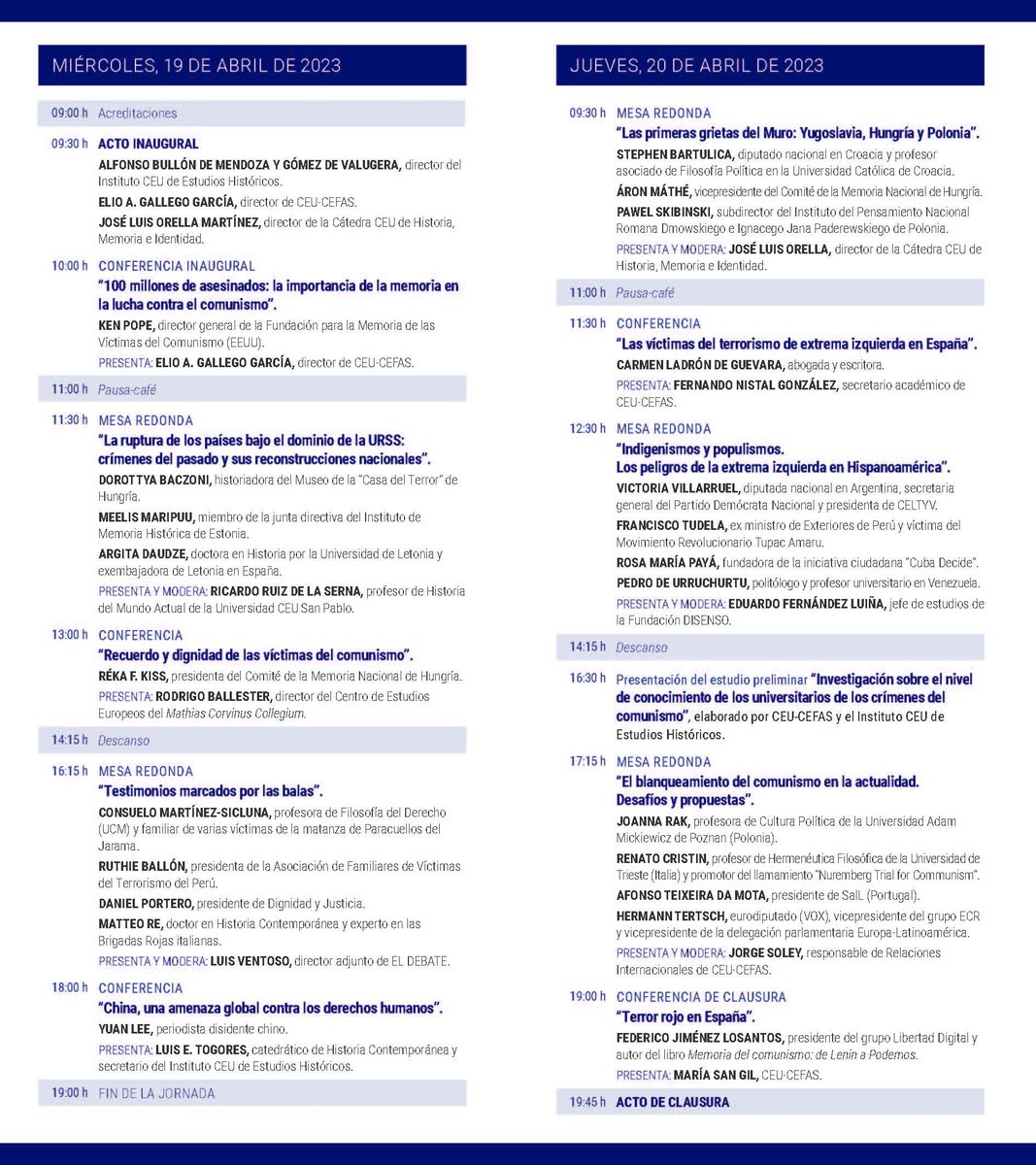CEUEstudiosHistoricos (@ceuiehistoricos) on Twitter photo Los días 19 y 20 de abril tendrá lugar en la Universidad CEU San Pablo el congreso internacional sobre víctimas del comunismo «Voces por la libertad», organizado por el Instituto de Estudios Históricos (CEU) y el Centro de Estudios, Formación y Análisis Social (CEU-CEFAS) Los días 19 y 20 de abril tendrá lugar en la Universidad CEU San Pablo el congreso internacional sobre víctimas del comunismo «Voces por la libertad», organizado por el Instituto de Estudios Históricos (CEU) y el Centro de Estudios, Formación y Análisis Social (CEU-CEFAS)