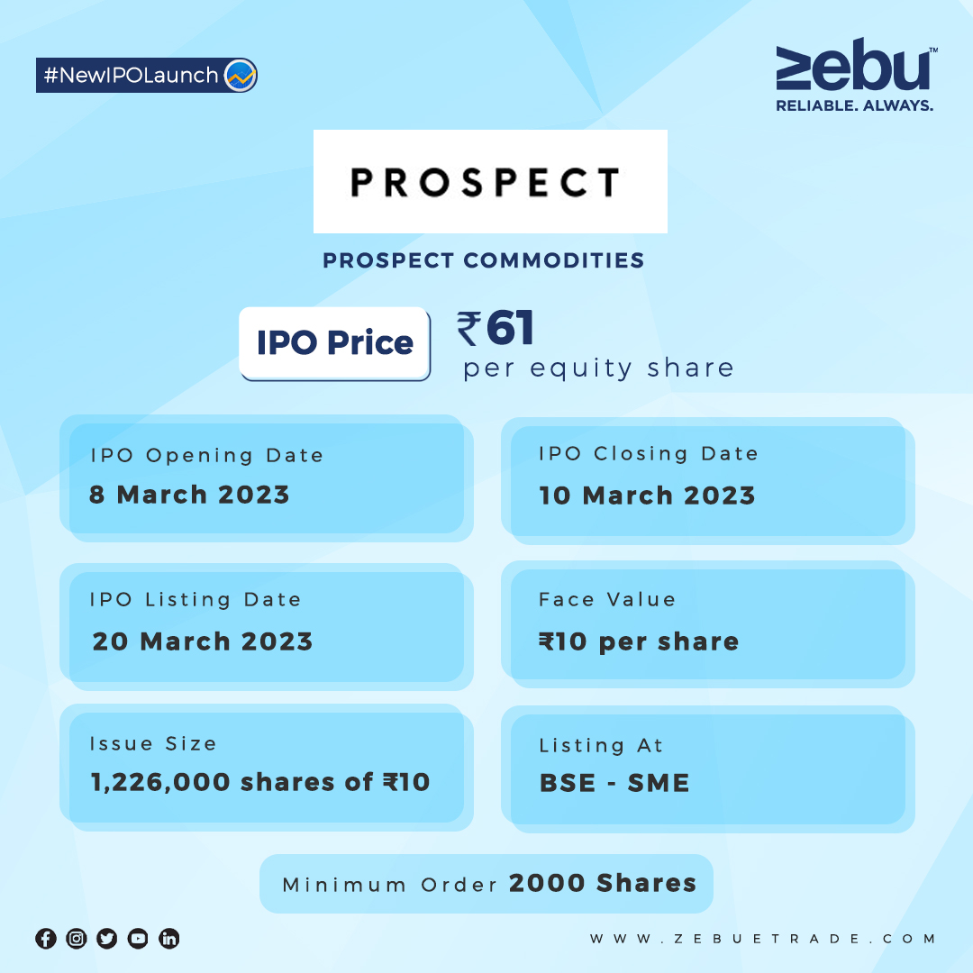 Upcoming IPO in the market!!

To know more, Contact us: zebuetrade.com

#prospectcommodities #indianstockexchange #ipo2023 #initialpublicoffering #stocks #shares #bestipo #bse #sme #stockselction #portfolio #wealthcreation #zebu