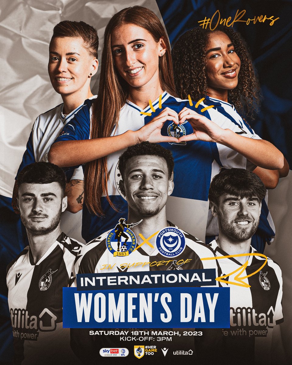 📣 We're looking for TEN female fans to join us as guests of @HerGameToo for the @Pompey game on Saturday, March 18th (kick-off 3pm).

Click ⬇️ for info bristolrovers.co.uk/news/2023/marc…

#OneRovers @womensday #BristolRovers #InternationalWomensDay #HerGameToo