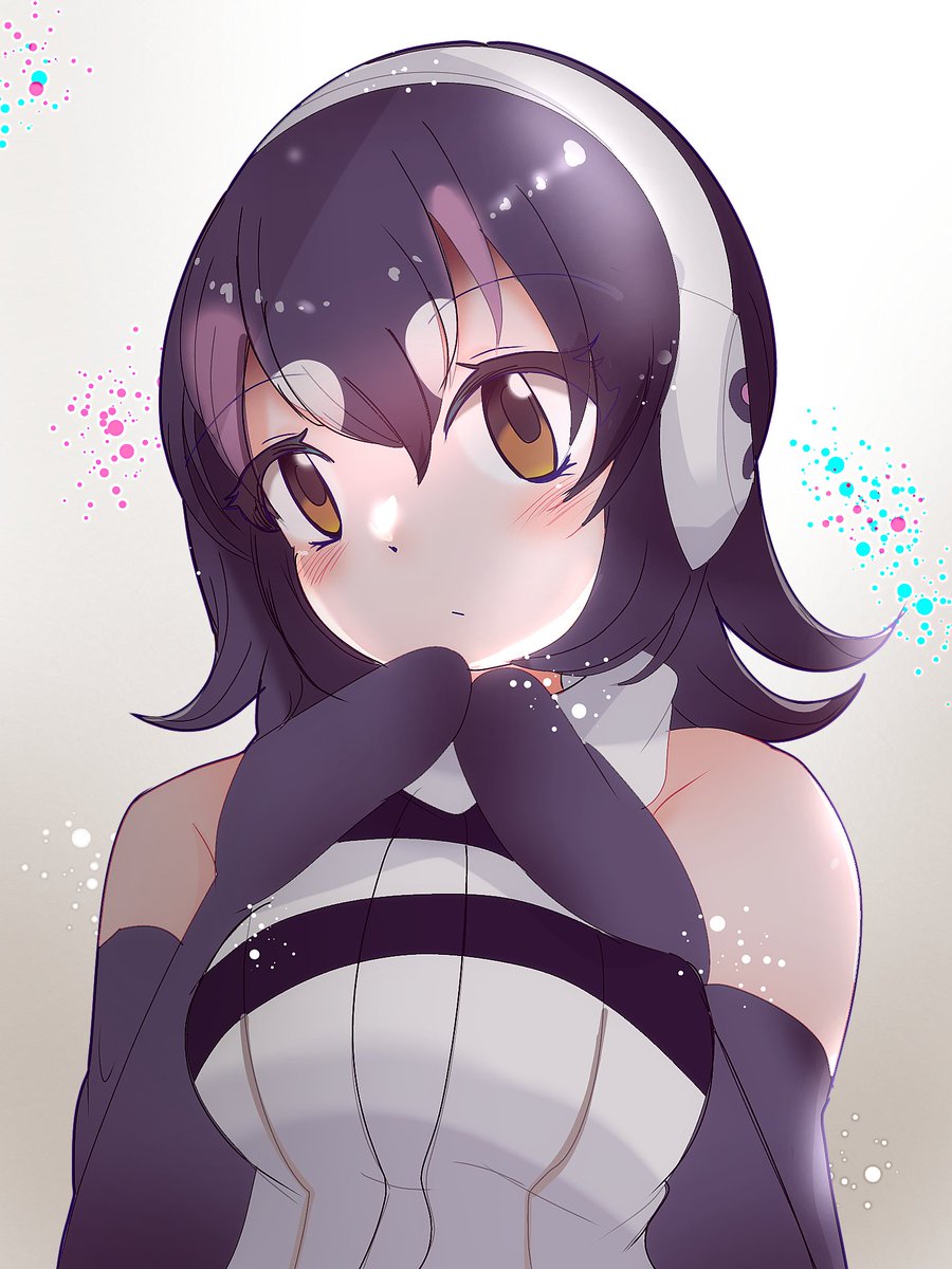 humboldt penguin (kemono friends) 1girl solo gloves black hair shirt animal costume looking at viewer  illustration images