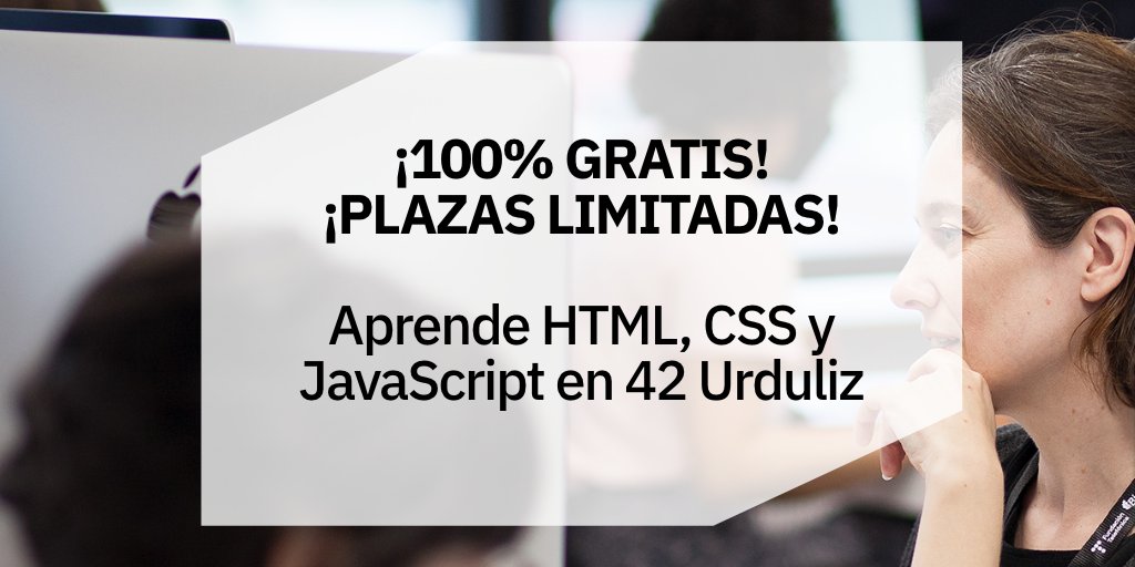 42UrdulizFTef's tweet image. ¡Todavía estás a tiempo de inscribirte en nuestra #PiscineDiscoveryWeb! 🚀 5 días en los que aprenderás #programacionweb en #42UrdulizFTef, el campus de #programacion más #innovador de #Bizkaia 👉 Te esperamos del 29 de enero al 2 de febrero ¡Apúntate! ✍️ bit.ly/40oMXMx