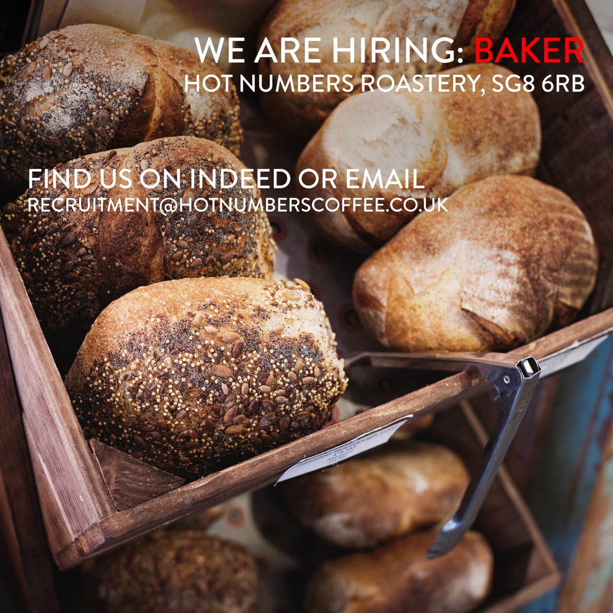 Want to be part of our friendly kitchen team at the Roastery in Shepreth? We have two positions coming up - one in the bakery and one as a pizza chef. See our available vacancies on indeed! #jobs #cambridge #shepreth #royston #meldreth #hotnumberscoffee