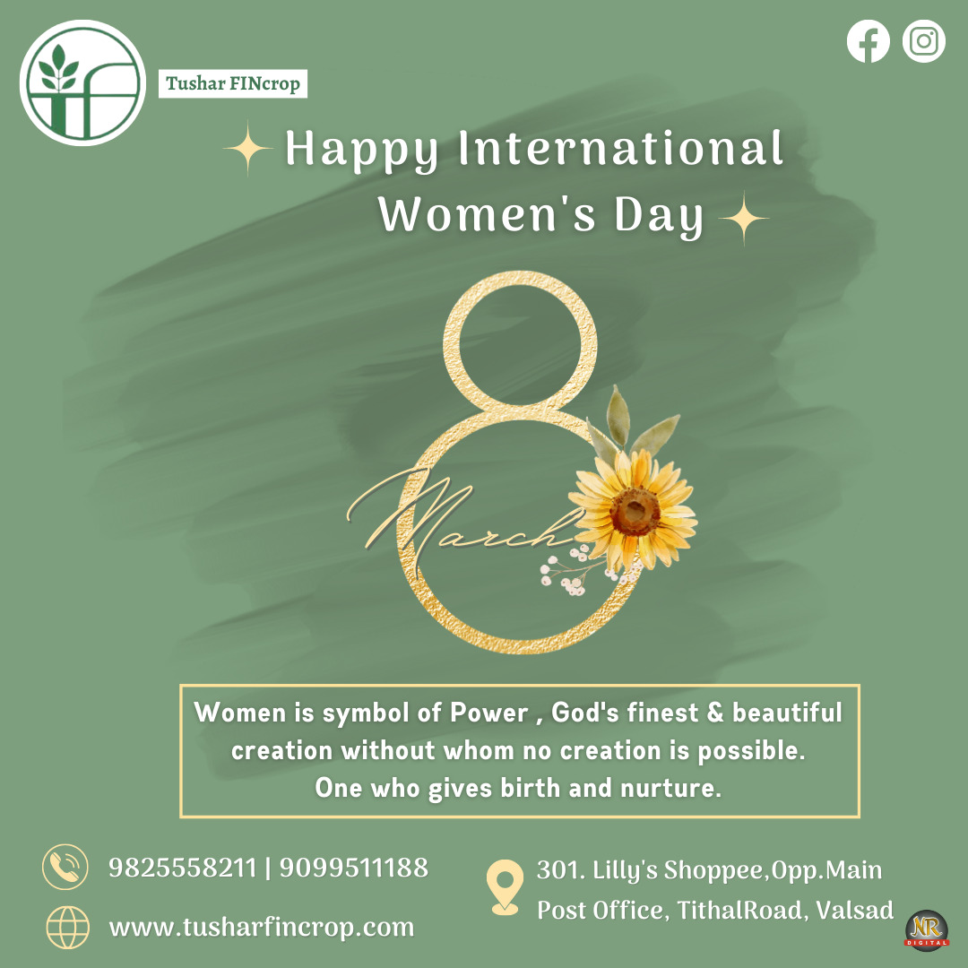 Women always reflect the source of inspiration for their family, friends, and society. To every woman out there, Tushar FINcrop wishes a very happy & blissful International Women's Day to you! 
.
.
.
#tusharfincrop #womensday2023 #financeservices #InternationalWomensDay   #valsad