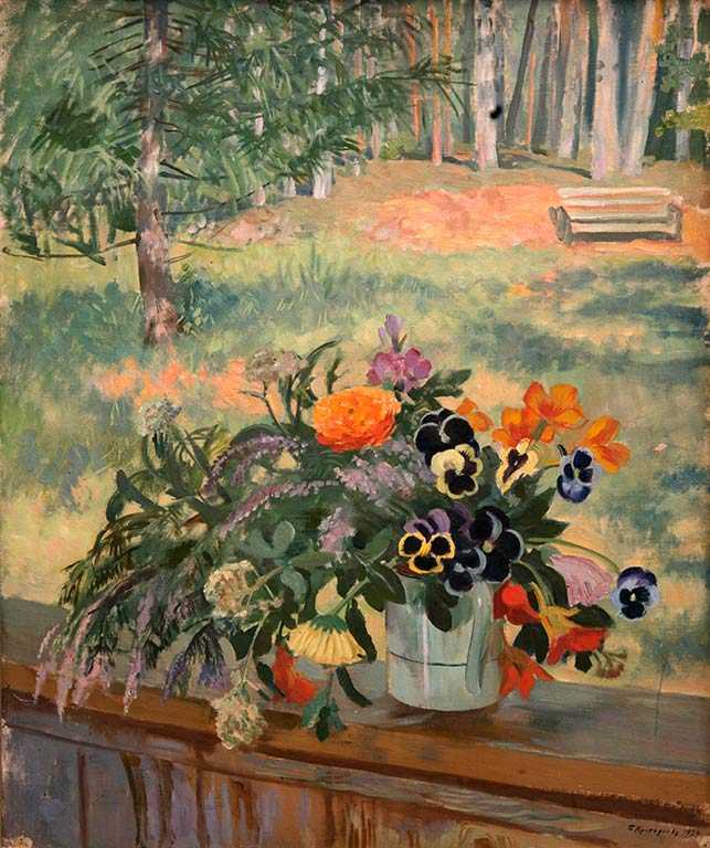 #scrivoarte #Scritturebrevi 
#NatoOggi nel 1878 il pittore e scenografo russo #BorisKustodiev

Flowers, 1924 
Kaluga Art Museum