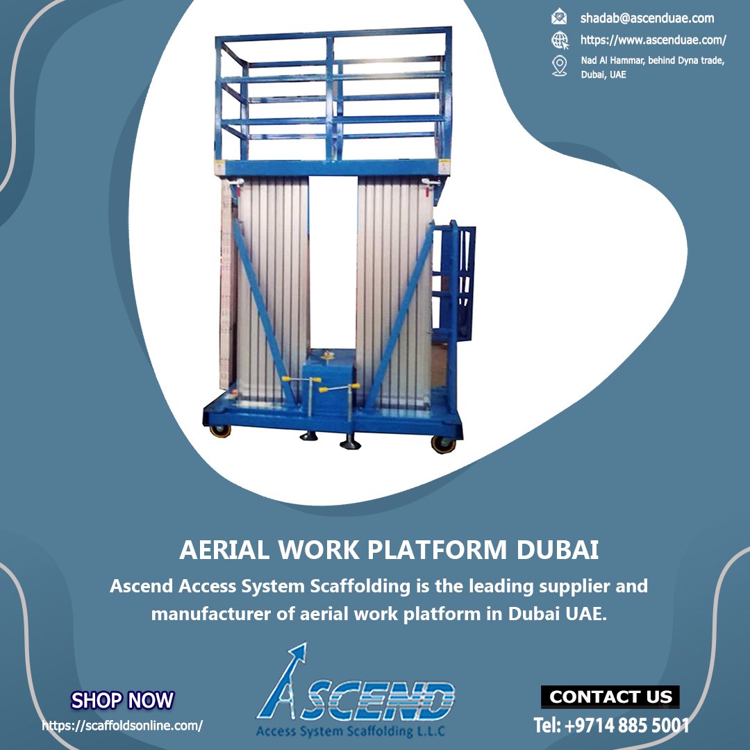 Aerial Work Platform Dubai
Ascend Access System Scaffolding is the leading supplier and manufacturer of aerial work platform in Dubai UAE.

#Aerialworkplatform #casterwheels #FoldableLadder #LadderCompanyinDubai #LadderSupplierDubai #ScaffoldingCompany  #Ascenduae #Dubai #UAE