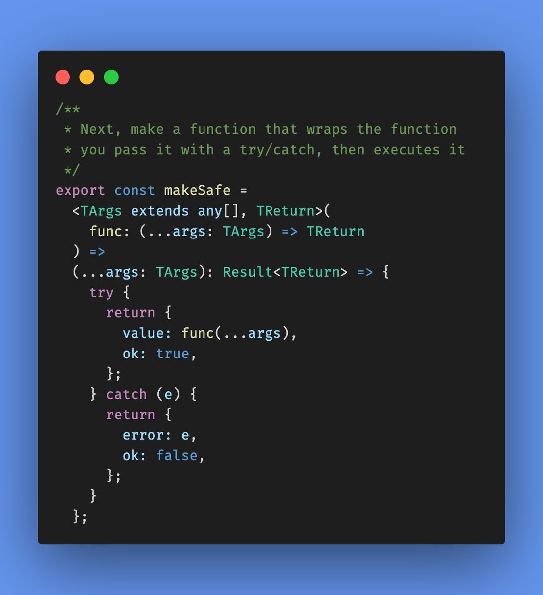 mattpocockuk's tweet image. Want Rust-style &apos;Result&apos; errors in TypeScript?

Follow these 4 steps: