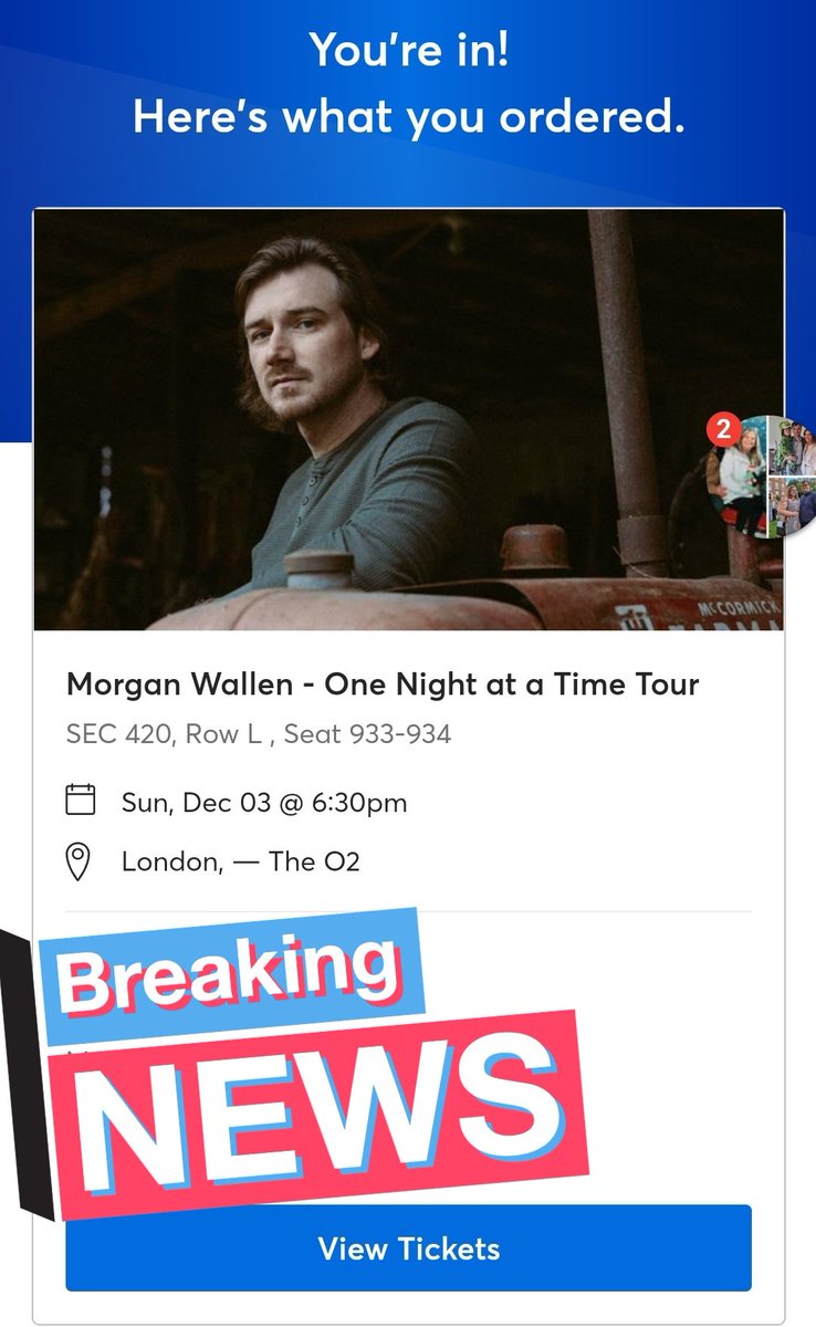 Well somehow I've finally managed to bag Morgan Wallen tickets up in the gods for me and <a href="/hutchoxi/">Dale Hutchinson</a> ❤️ thank fuck for that!!! Keep trying people! Ticketmaster seem to be releasing randomly!!