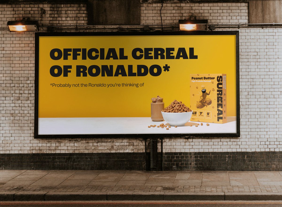 Surreal cereal brand are making moves with their marketing right now 🚀 

They couldn't afford celebrities, so for this campaign they found real people (bus drivers, students) with celebrity names to try out their cereal and give them good reviews

* "We didn't check the legals,