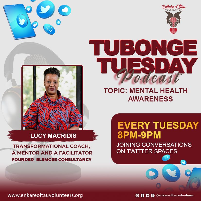 #EnkareCares

On today's segment on #TubongeTuesday our Guest,Ms. Lucy Macridis, @LucyMacridis who is the founder of ELEMCEE Consultancy.To get to know her more,join the discussion tonight from 8:00 pm-9:00 pm where we will be discussing on Mental health awareness.