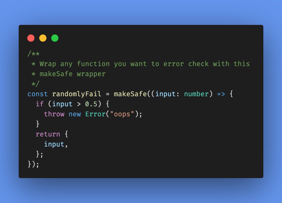 mattpocockuk's tweet image. Want Rust-style &apos;Result&apos; errors in TypeScript?

Follow these 4 steps: