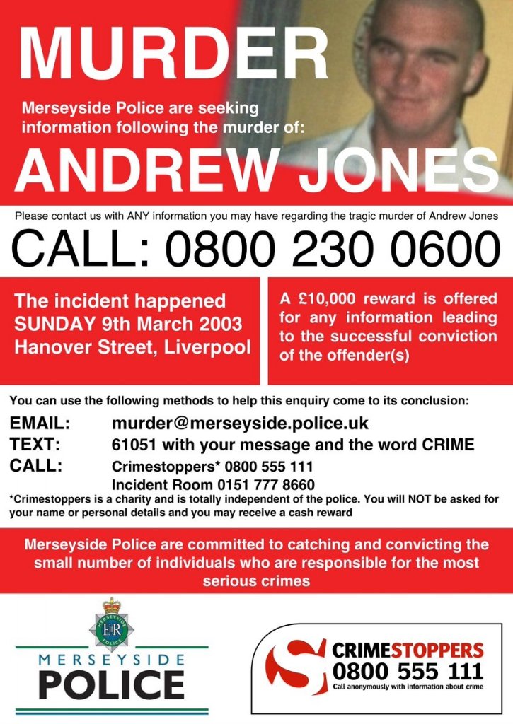 Would have been nice for a mention on <a href="/BBCCrimewatch/">Crimewatch Live</a> , <a href="/RavWilding/">Rav Wilding</a>  from <a href="/MerseyPolice/">Merseyside Police</a>  ,its 20 years this Friday since Andrew was murdered ! #justiceforandrew