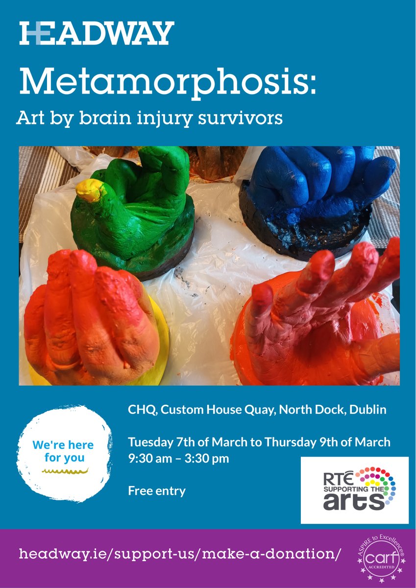 HeadwayIreland's tweet image. Opening today!! Thanks to #RTESupportingthearts Metamorphosis - Art by brain injury survivors.