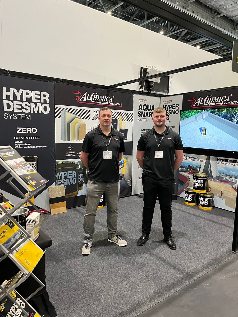 AlchimicaUk's tweet photo. DAY 1️⃣ @futurebuildnow 

Come and see us on Stand D44 of the building section! We are here until 6pm tonight @ London Excel! 

Kelvin &amp; Rhys will be at the stand answering any questions you have on our world’s leading polyurethane liquid waterproofing system! https://t.co/9hm7LiT8ua