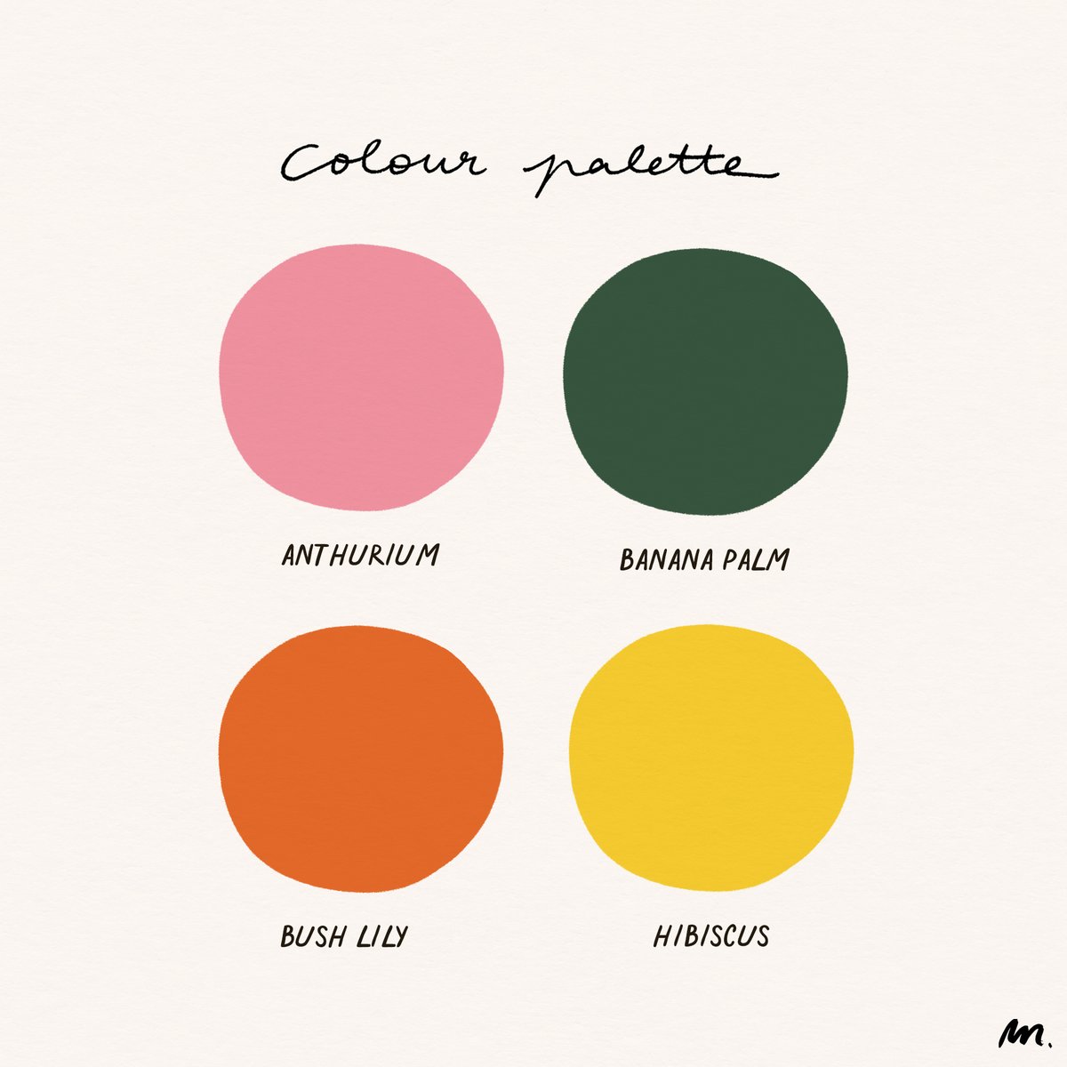 melaniejohnsson's tweet photo. Little colour palette for tonight's floral workshop on @mimi4creatives Can you guess the theme? https://t.co/yBjw3tTfei