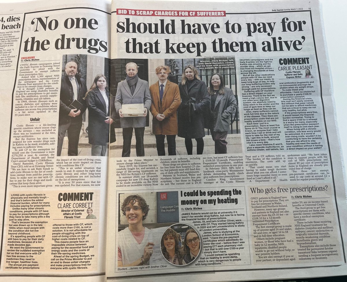 Thank you to <a href="/ChrisMRiches/">Chris Riches</a> and the <a href="/Daily_Express/">Daily Express</a> for this excellent coverage of yesterday's hand in <a href="/10DowningStreet/">UK Prime Minister</a>, calling on the Prime Minister <a href="/RishiSunak/">Rishi Sunak</a> to urgently review the outdated prescription charges exemption list. 
<a href="/Jeremy_Hunt/">Sir Jeremy Hunt MP</a> <a href="/SteveBarclay/">Steve Barclay</a> #ReviewTheList