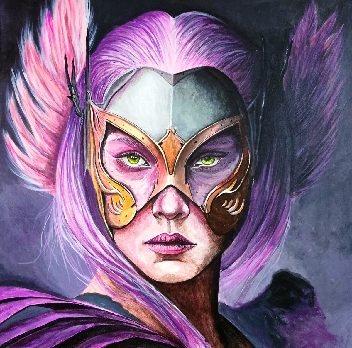 Mask 🦋💜
Price 0.18 $ETH 
Acrylic on canvas 🖌️🎨
We all have a mask on our face, but there comes a time when we cannot remove this mask by removing a part of our skin. (Andre Bertiam)
foundation.app/@nftpaintingho…
#nft #NFTCommuntiy #TNTNFT #NftColllector #nftpaintinghouse #Maske #ETH