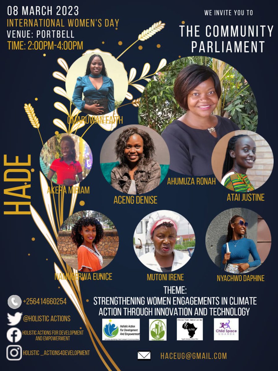 Don't the community parliament on women's day at port bell Luzira.<a href="/KCCAUG/">Kampala Capital City Authority (KCCA)</a> <a href="/Educ_SportsUg/">Ministry of Education and Sports - Uganda</a> <a href="/Sdg13Un/">🇺🇳 #UN 🇺🇳 #SDGs 🌏 #ClimateAction 🌐 #ActNow</a> <a href="/UNOC_UG/">UNOC</a> <a href="/nemaug/">National Environment Management Authority (NEMA)</a> <a href="/min_waterUg/">MINISTRY OF WATER AND ENVIRONMENT 🇺🇬</a> <a href="/Mglsd_UG/">Ministry of Gender, Labour and Social Development</a> <a href="/MoICT_Ug/">Ministry of ICT&NG</a> <a href="/MTWAUganda/">Ministry of Tourism-Uganda</a> <a href="/giz_uganda/">GIZ Uganda</a> <a href="/UyonetUg/">Uganda Youth Network</a> <a href="/youthgogreen/">Uganda Youth Go-Green</a> <a href="/GGyouthcentre/">Go Green Youth Centre</a> <a href="/SmartYouthNet/">Smart Youth Network Initiative</a> <a href="/UNYouthEnvoy/">UN Youth Envoy</a> <a href="/Youth4SDGsUg/">Uganda Youth Coalition For SDGs</a>